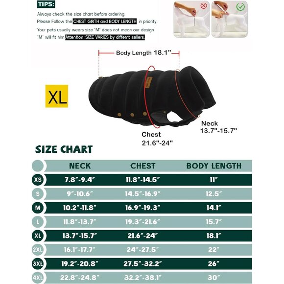 Space Lion Dog Winter Coat L Black & Orange Puffer Jacket With Hood Snap Buttons - Picture 4 of 7